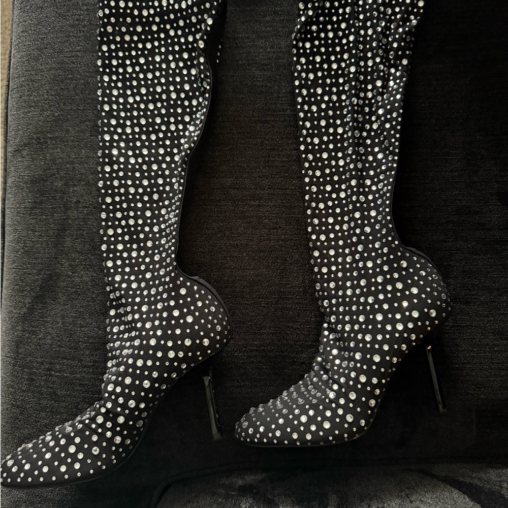 Zara stretch rhinestone tall boot